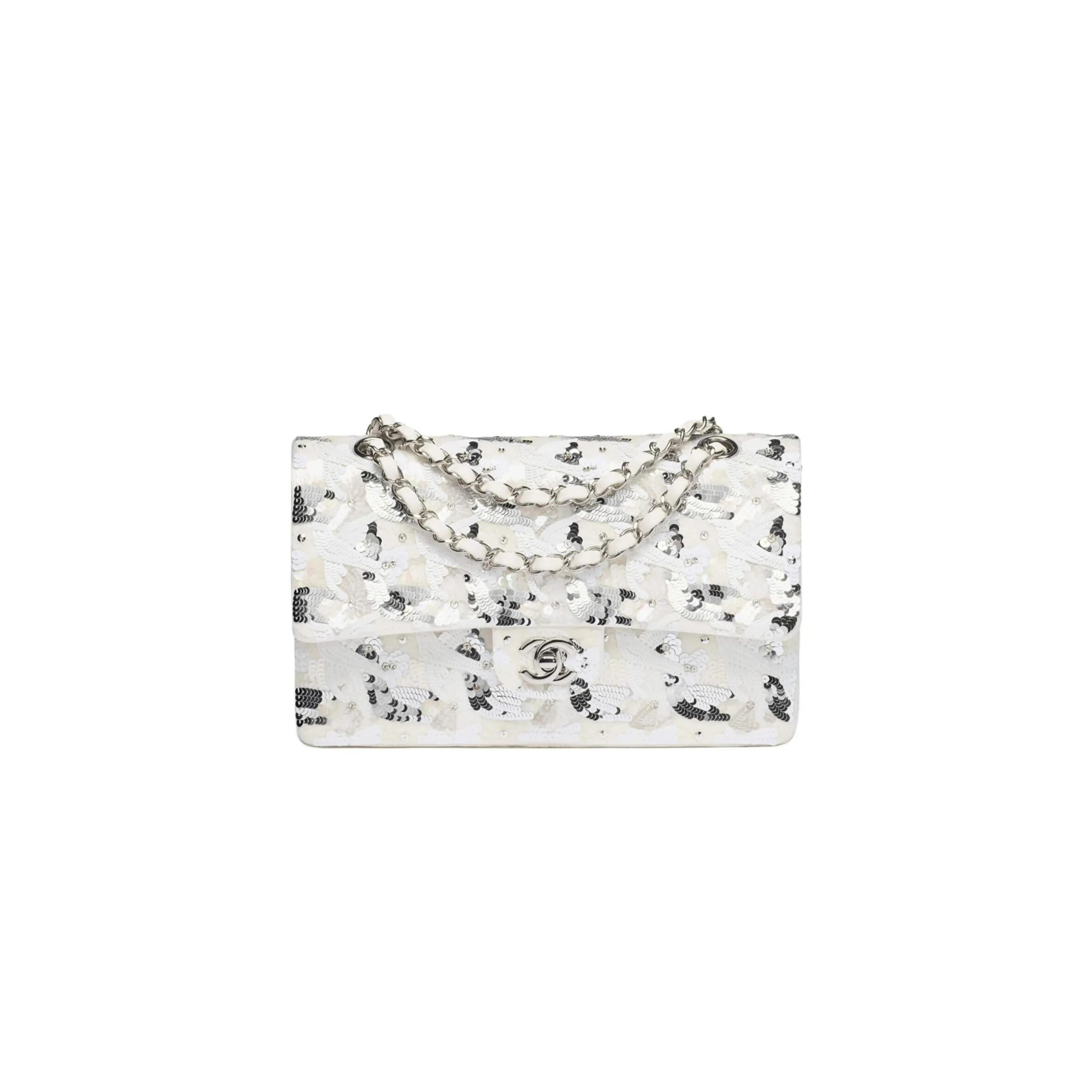CHANEL 25S 11.12 EMBROIDERED SATIN SEQUIN SHOULDER BAG A01112 (25.5*15.5*6.5cm)